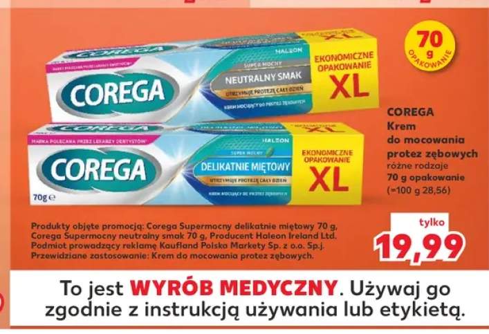 Krem do mocowania protez zębowych Corega Neutralny Smak XL +1 wariant