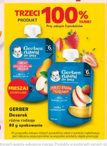 Deserek Gerber Natural for Baby Jabłko Banan Truskawka +1 wariant