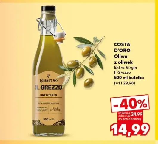 Oliwa z oliwek Costa D'Oro Il Grezzo Extra Virgin