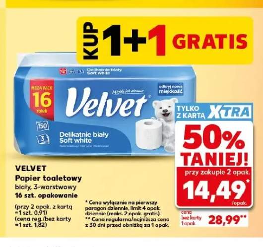 Papier toaletowy Velvet Delikatnie biały Soft White