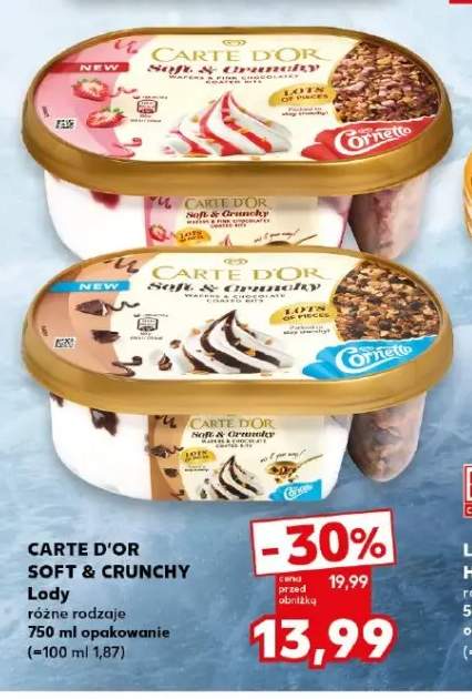 Lody Carte d'Or Soft & Crunchy Wafers & Pink Chocolatey +1 wariant