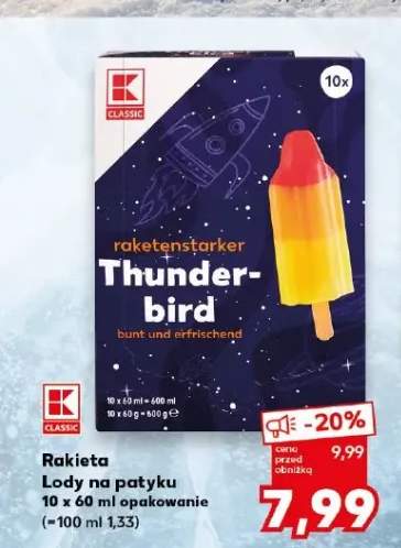 Lody na patyku Rakieten Starker Thunderbird K-Classic 10-pak