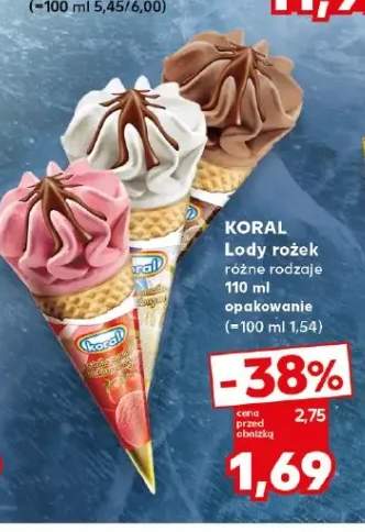 Lody rożek Koral śmietankowy +2 warianty
