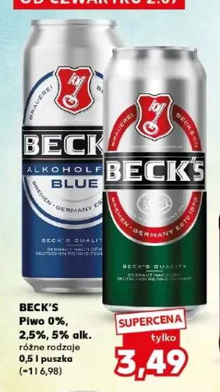 Piwo bezalkoholowe Beck's Blue +2 warianty