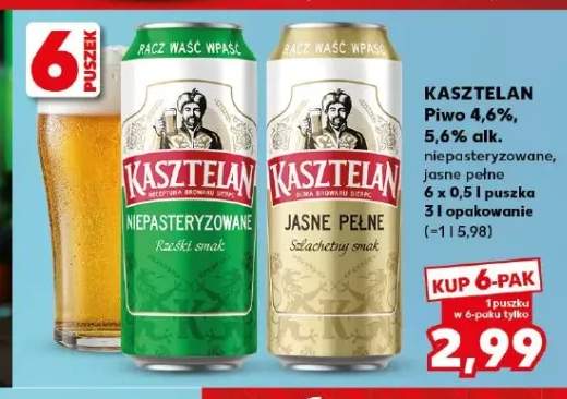 Piwo Kasztelan Niepasteryzowane 6-pak +1 wariant