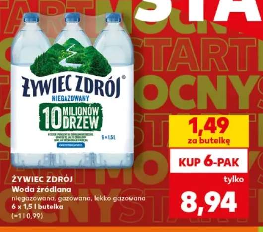 Woda źródlana Żywiec Zdrój gazowana 6-pak 1,5 l +2 warianty