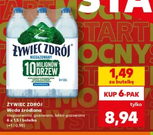 Woda źródlana Żywiec Zdrój gazowana 6-pak 1,5 l +2 warianty