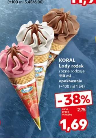 Lody rożek truskawkowy Koral +2 warianty