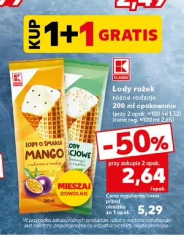 Lody rożek o smaku mango K-Classic +1 wariant