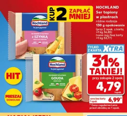 Ser topiony w plastrach z szynką Hochland +1 wariant