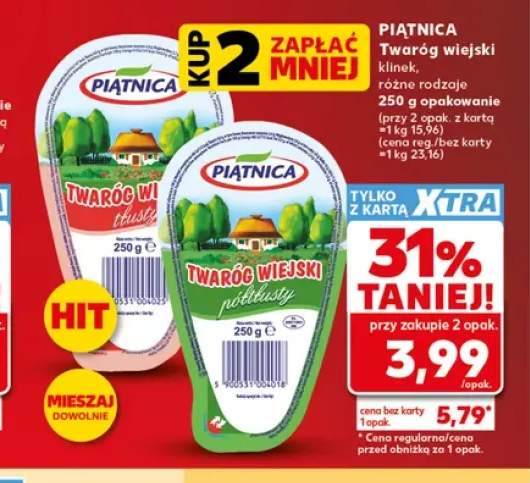 Twaróg wiejski klinek tłusty Piątnica +1 wariant