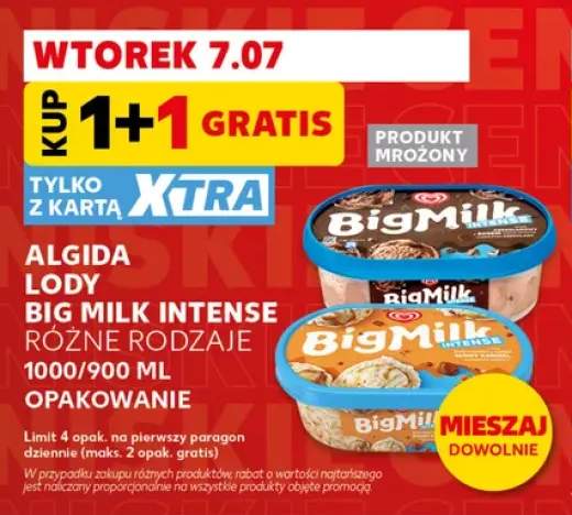 Lody Algida Big Milk Intense Czekolada +1 wariant