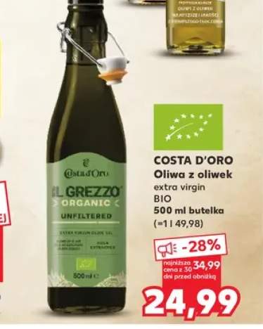 Oliwa z oliwek extra virgin Costa d'Oro Il Grezzo BIO