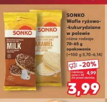 Wafle ryżowo-kukurydziane w polewie karmelowej Sonko +1 wariant