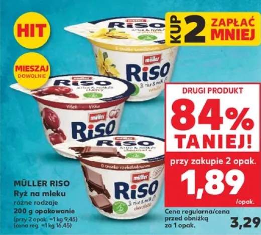 Ryż na mleku Müller Riso o smaku waniliowym +2 warianty
