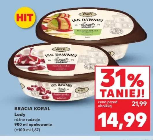 Lody Bracia Koral Jak Dawniej śmietanka wiśnia +1 wariant