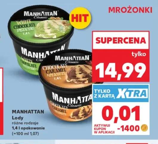 Lody Manhattan Classic White Chocolate Pistachio +1 wariant