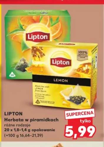 Herbata zielona cytrynowa w piramidkach Lipton +1 wariant
