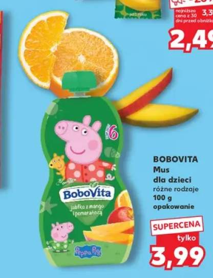 Mus dla dzieci BoboVita Jabłko Mango Pomarańcza Peppa Pig