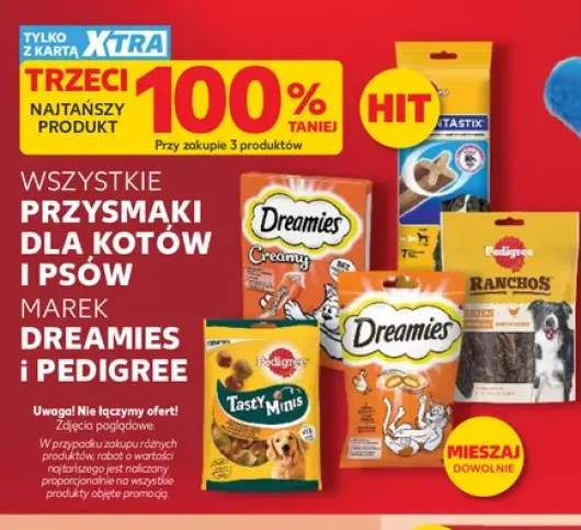 Przysmaki dla kotów i psów marek Dreamies i Pedigree +5 wariantów