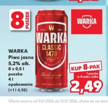 Piwo Warka Classic 8-pak