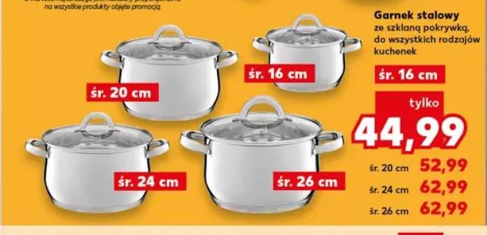Garnek stalowy ze szklaną pokrywką 16 cm +3 warianty