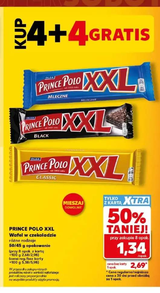 Wafel w czekoladzie Prince Polo XXL Mleczne +2 warianty