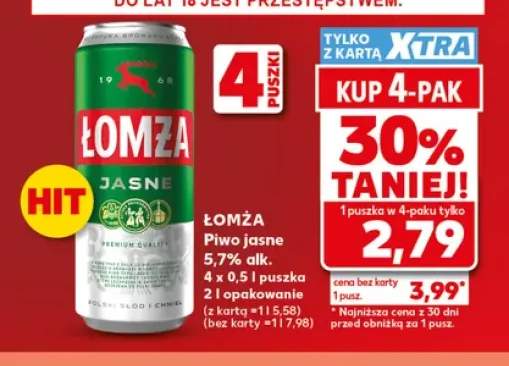 Piwo jasne Łomża Jasne 4-pak