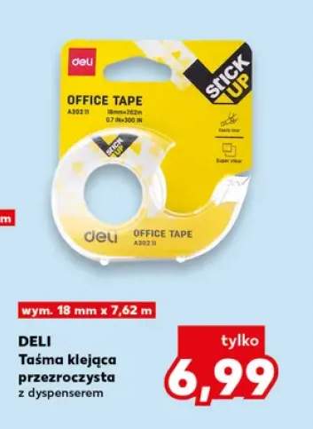 Taśma klejąca przezroczysta z dyspenserem Deli