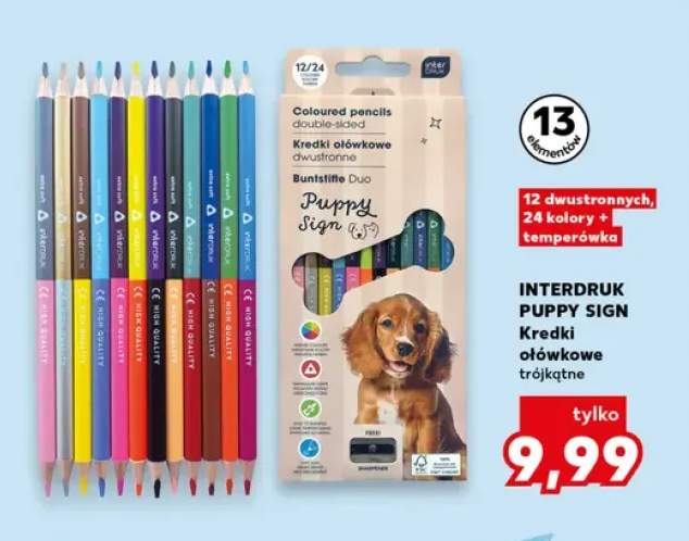Kredki ołówkowe trójkątne dwustronne Interdruk Puppy Sign