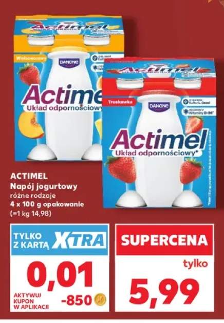 Napój jogurtowy Actimel truskawkowy 4-pak 100 g +1 wariant