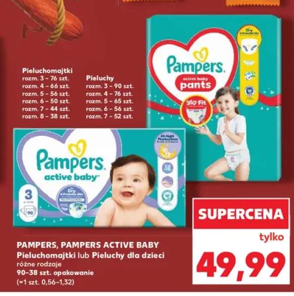 Pieluchomajtki Pampers Active Baby Pants +1 wariant