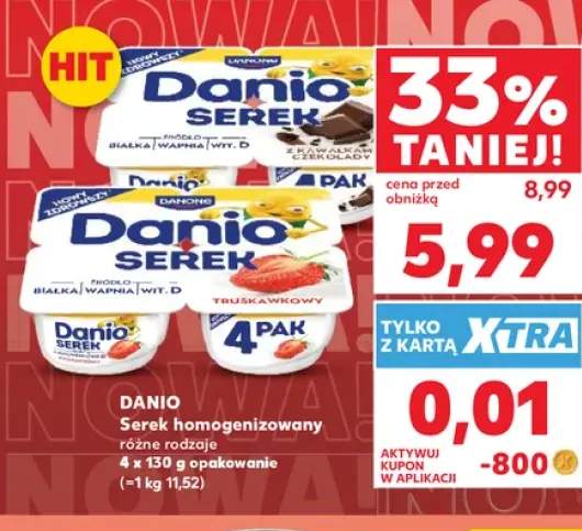 Serek homogenizowany Danio z kawałkami czekolady 4-pak 130 g