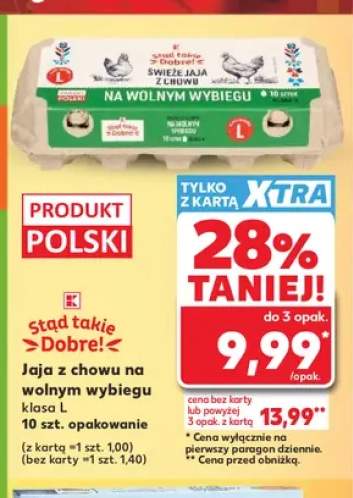 Jaja z chowu na wolnym wybiegu klasa L Stąd takie Dobre!