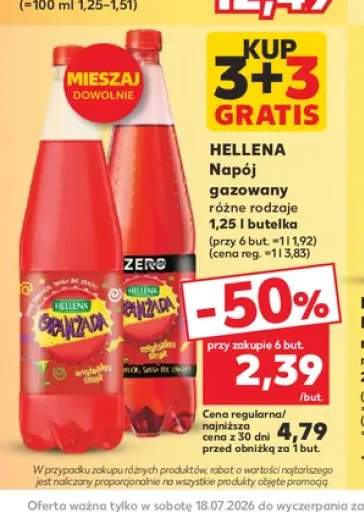 Napój gazowany Oranżada Hellena Zero +1 wariant