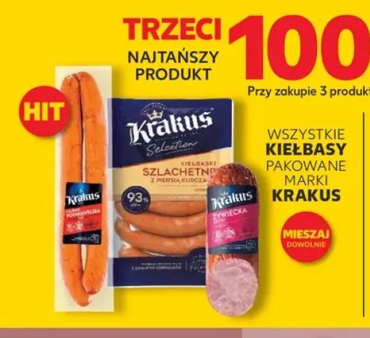 Kiełbasa szlachetne z piersią kurczaka Krakus +3 warianty