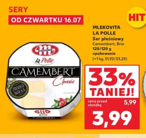 Ser pleśniowy Camembert Mlekovita La Polle +1 wariant