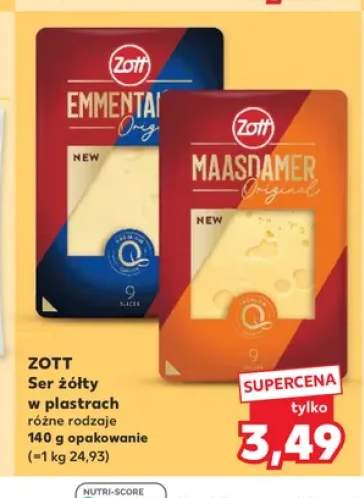 Ser żółty w plastrach Zott Emmental Original +1 wariant