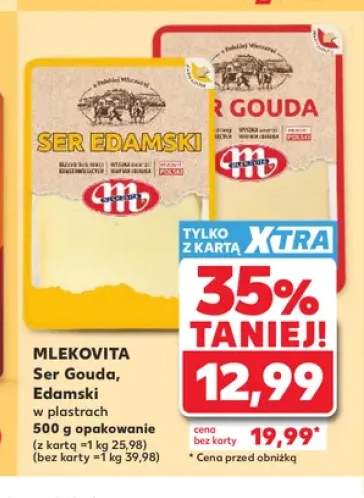 Ser żółty w plastrach Mlekovita Edamski +1 wariant