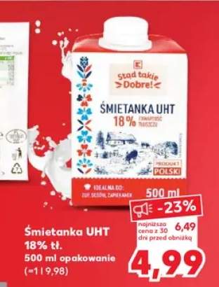 Śmietanka UHT 18% tł. K-Stąd Takie Dobre