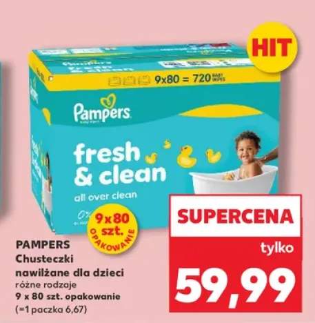 Chusteczki nawilżane dla dzieci Pampers Fresh & Clean 9-pak