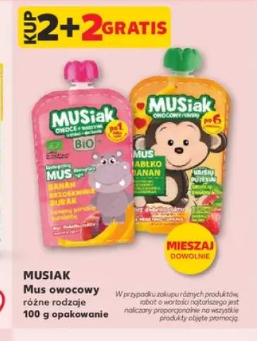 Mus owocowo-warzywny Musiak Bio banan brzoskwinia burak +1 wariant