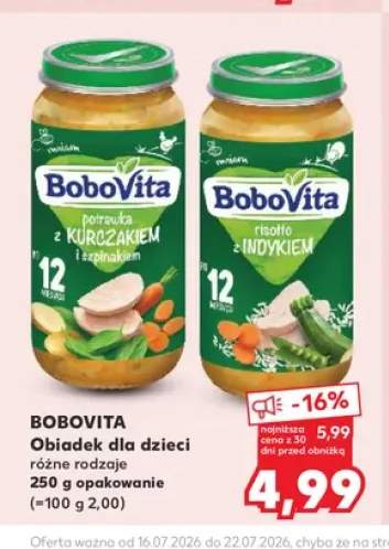 Obiadek dla dzieci BoboVita potrawka z kurczakiem i szpinakiem +1 wariant