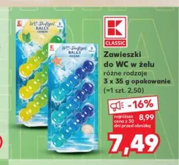Zawieszki do WC w żelu K-Classic Lemon 3-pak +1 wariant