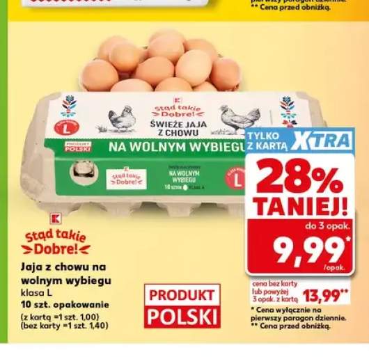 Jaja z chowu na wolnym wybiegu klasa L Stąd takie Dobre!