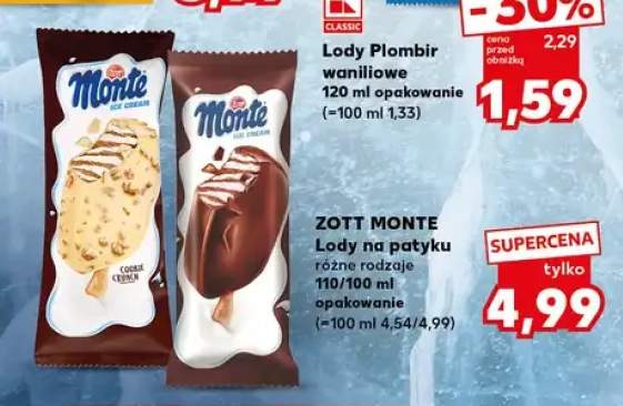 Lody na patyku Zott Monte Cookie Crunch +1 wariant