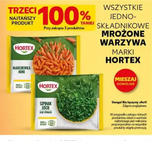 Jednoskładnikowe mrożone warzywa Hortex +2 warianty