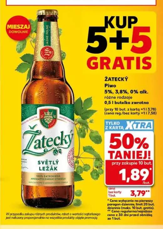 Piwo Žatecký Světlý Ležák 5% +2 warianty
