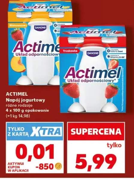 Napój jogurtowy Actimel Wieloowocowy 4-pak 100 g +1 wariant