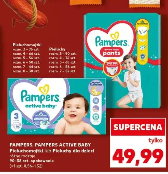 Pieluchomajtki dla dzieci Pampers Active Baby Pants +1 wariant